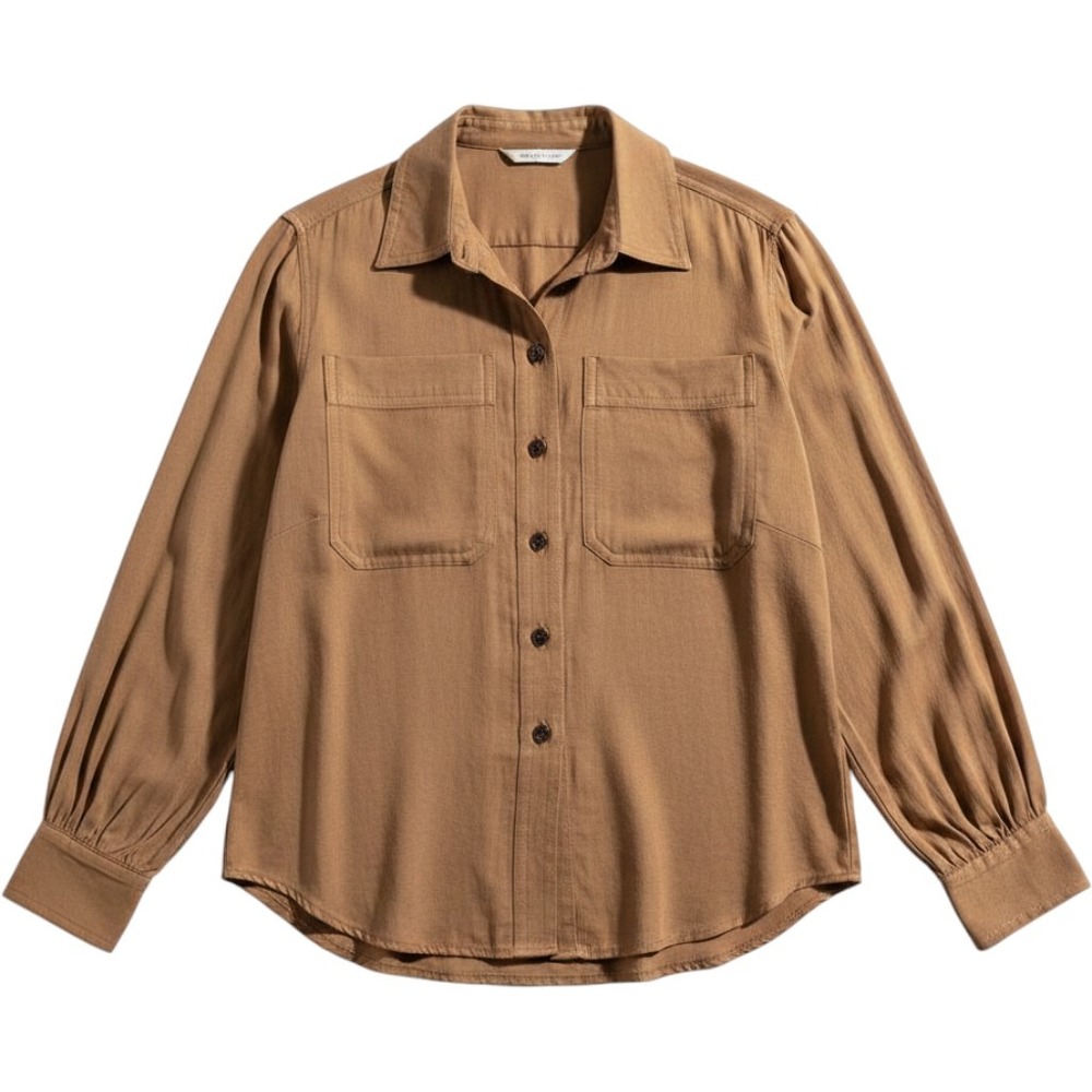 Banana Republic Shirt Womens Medium Brown Long Sleeve Button Down Career Top